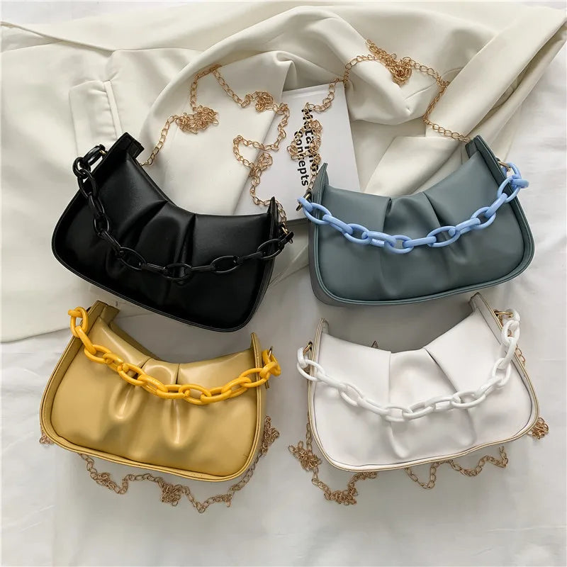 Women's Shoulder Bags Summer Fold Chain Cloud Handbags
