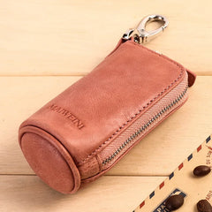 Leather Car Key Organizer Case Holder Zipper Key Wallet Men Women