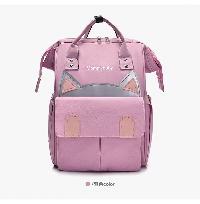 Cartoon Cat Mommy Maternity Backpack Large Capacity Waterproof Mummy Bag