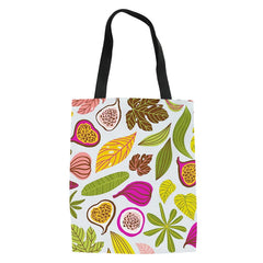 Fruit Pattern Women Canvas Shopping Bags Reusable Handbag Shoulder Pouch Bolsa