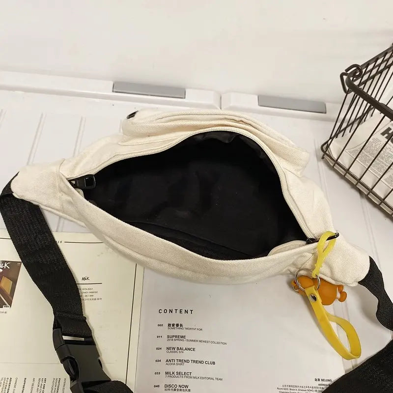 Canvas Women Chest Bag Large Capacity Anti-Theft Crossbody Bag