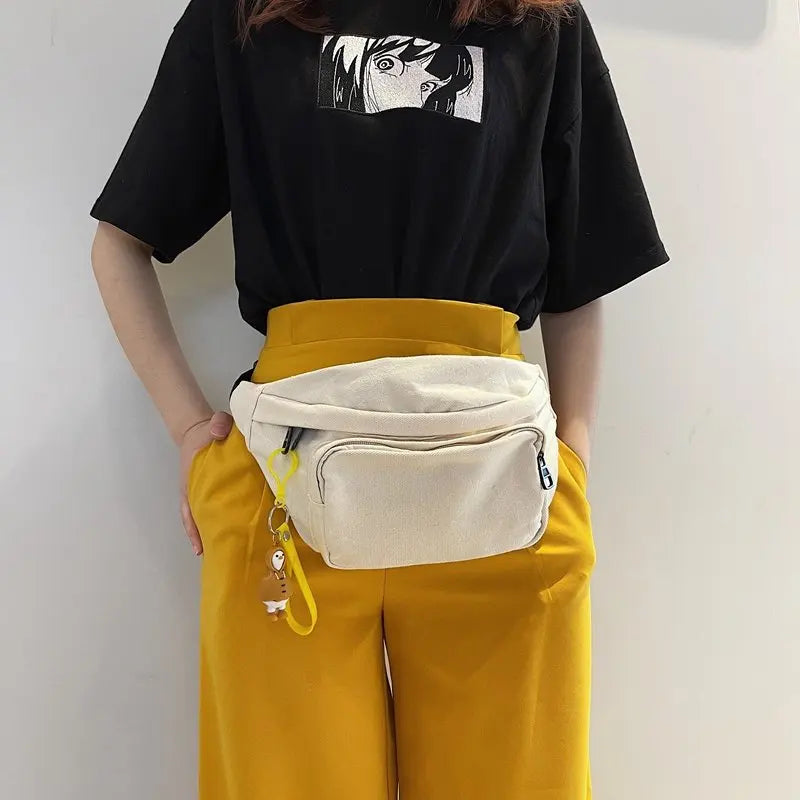 Canvas Women Chest Bag Large Capacity Anti-Theft Crossbody Bag