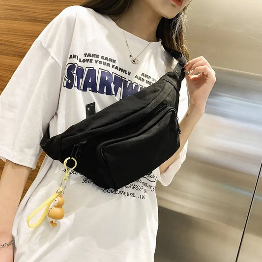 Canvas Women Chest Bag Large Capacity Anti-Theft Crossbody Bag