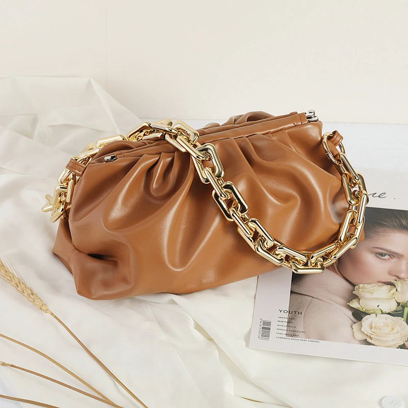 Cloud Bag Soft Leather Single Shoulder Purse Women Crossbody Handbag