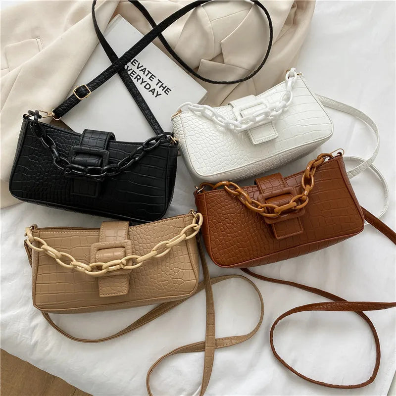 Crocodile Pattern Women's Shoulder Messenger Bag Chain Bag