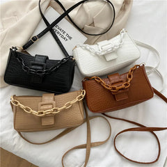 Crocodile Pattern Women's Shoulder Messenger Bag Chain Bag