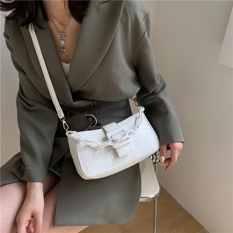 Crocodile Pattern Women's Shoulder Messenger Bag Chain Bag