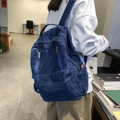 Denim Women Backpack Retro Travel Bagpack Large Capacity Backbag