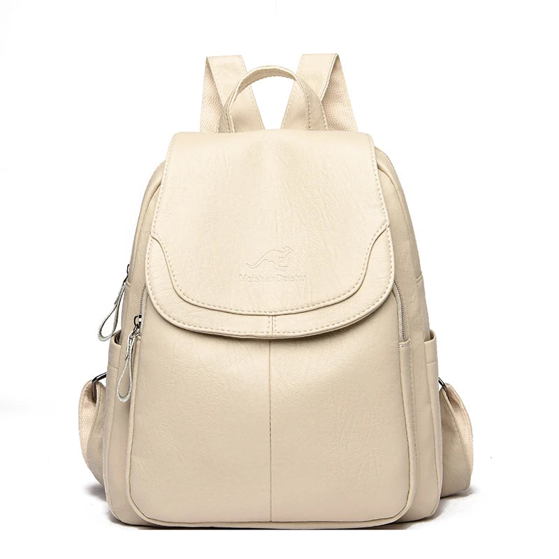 Women Pu Leather Backpack Large Capacity School Bags for Girls