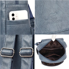 Women Pu Leather Backpack Large Capacity School Bags for Girls