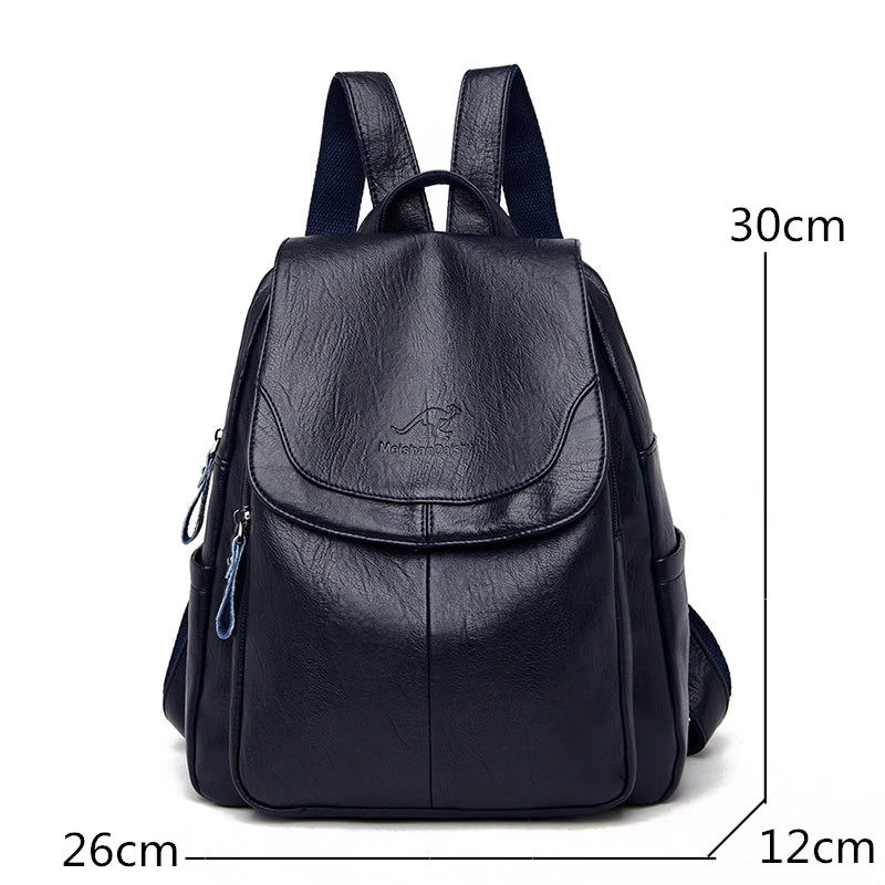 Women Pu Leather Backpack Large Capacity School Bags for Girls