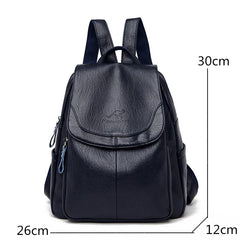 Women Pu Leather Backpack Large Capacity School Bags for Girls