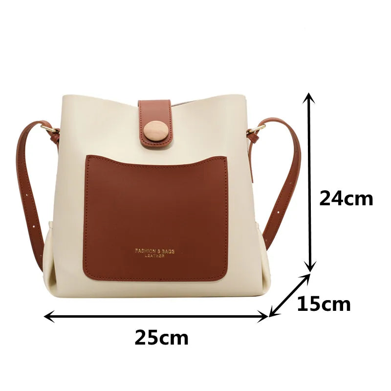 Women's Bucket Crossbody Bag High Pu Leather Shoulder Handbag