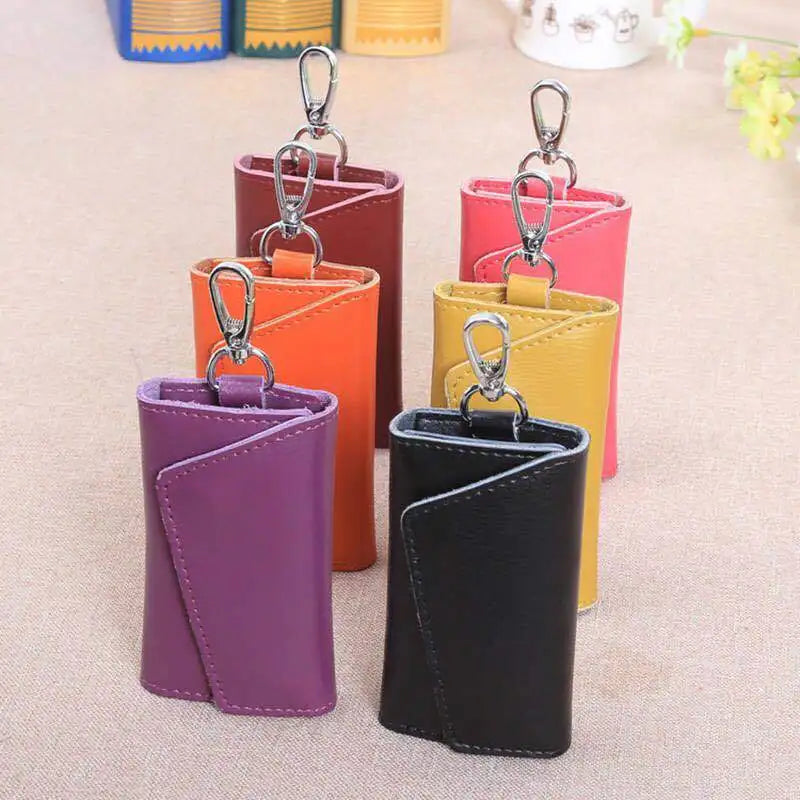 100% Cow Leather Car Key Wallet Function Key Case Zipper Holder