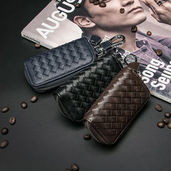 Cow Leather Car Key Wallet Zipper Key Case Male Female Housekeeper Holders
