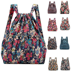Drawstring Backpack Printed Nylon Fabric Women's Backpack