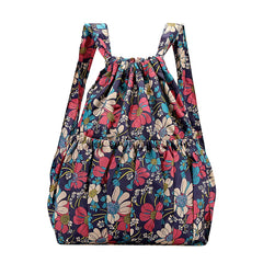 Drawstring Backpack Printed Nylon Fabric Women's Backpack