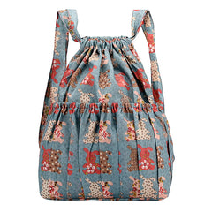 Drawstring Backpack Printed Nylon Fabric Women's Backpack