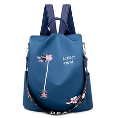Embroidered Backpack Women Small Fresh Oxford Cloth Backpack Anti-Theft