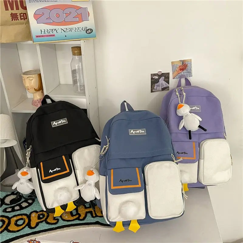 Girl Students School Bags Women Canvas Waterproof Backpack