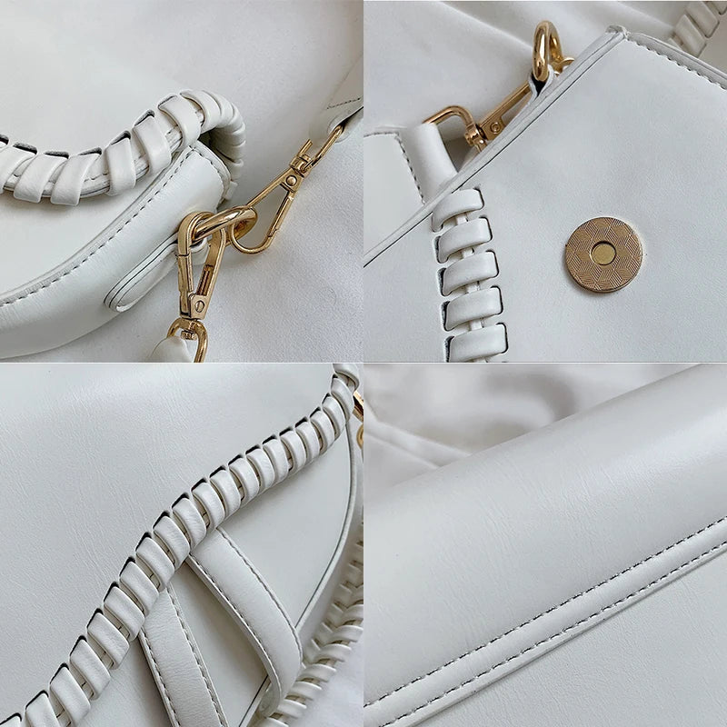 Saddle Women Bag One Shoulder Handle Casual Hasp Zipper PU