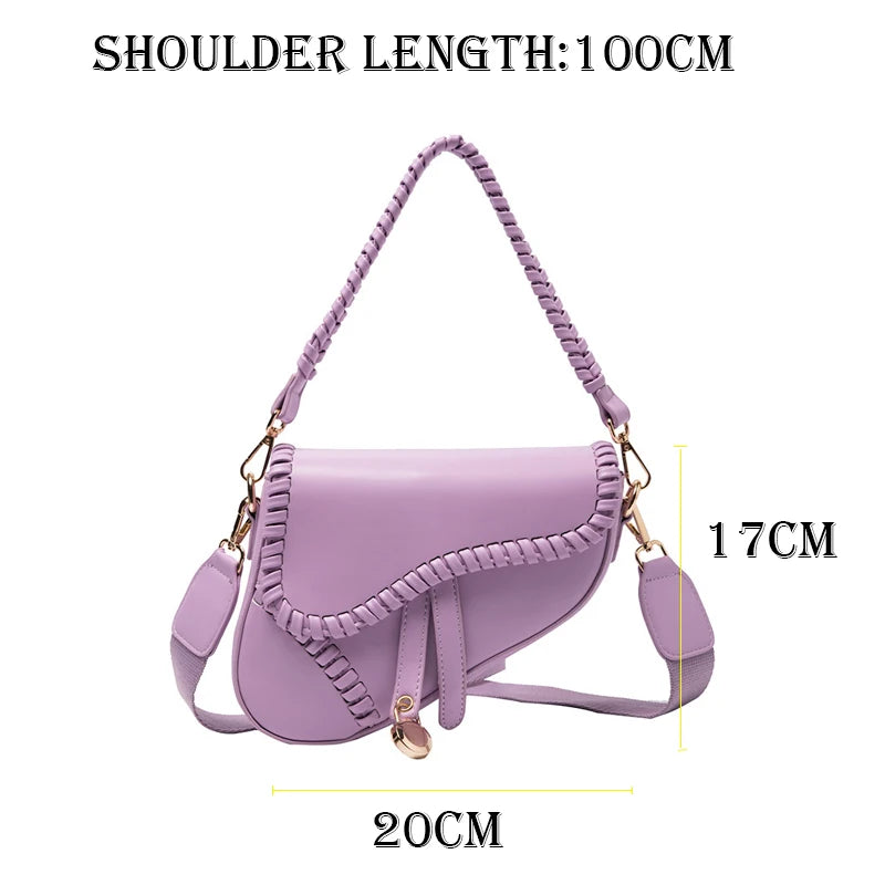 Saddle Women Bag One Shoulder Handle Casual Hasp Zipper PU