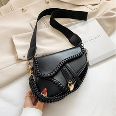 Saddle Women Bag One Shoulder Handle Casual Hasp Zipper PU