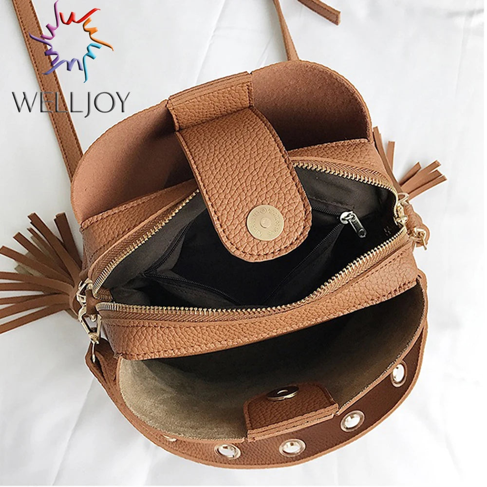 Vintage Tassel Messenger Bag High Retro Shoulder Bag Crossbody Bag Tote
