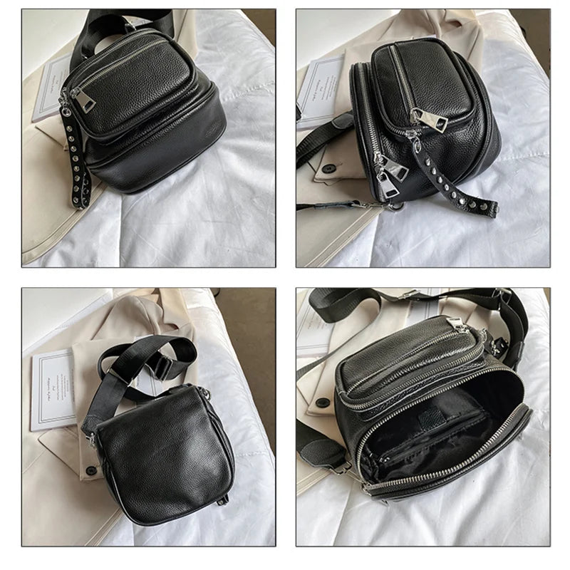 Cowhide Leather Handbag for Women - High Ladies Shoulder Bag Totes