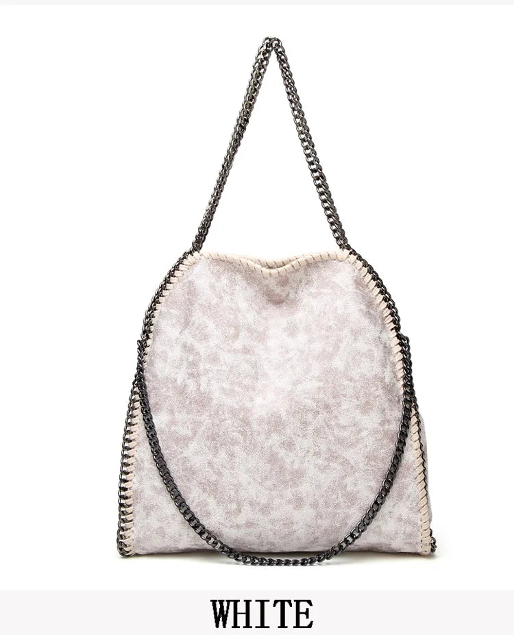 Frosted Material Handbag Chain Woven Foldable Shoulder Bag Women Multi-Funcation