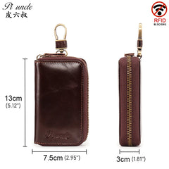 Leather Keychain Men Women Key Holder Organizer Pouch Cow Skin Car Long Key Bag