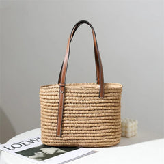 Hand-made Straw Handbag One-shoulder Bag for Women Square Rattan Bag