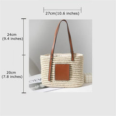 Hand-made Straw Handbag One-shoulder Bag for Women Square Rattan Bag