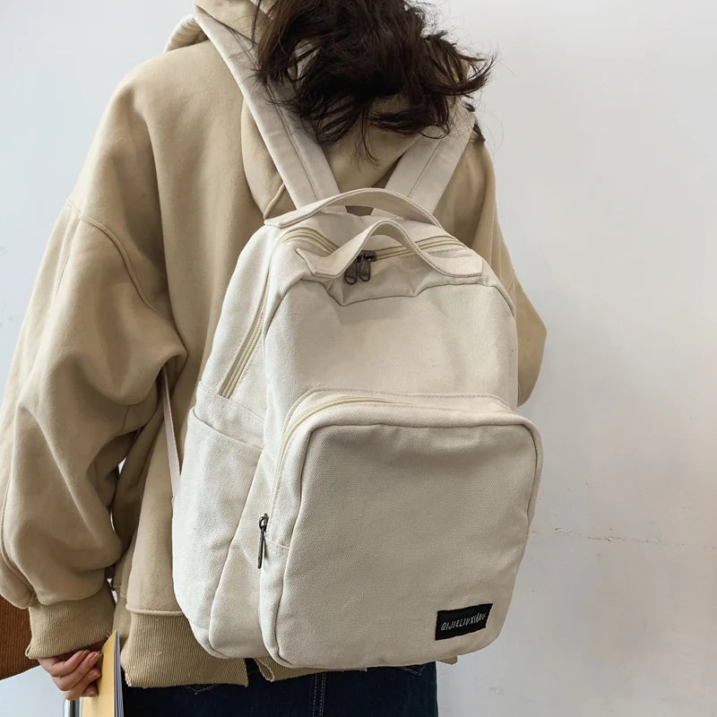 Canvas Women Backpack Large Capacity Casual Travel Bag for Teenage Girls