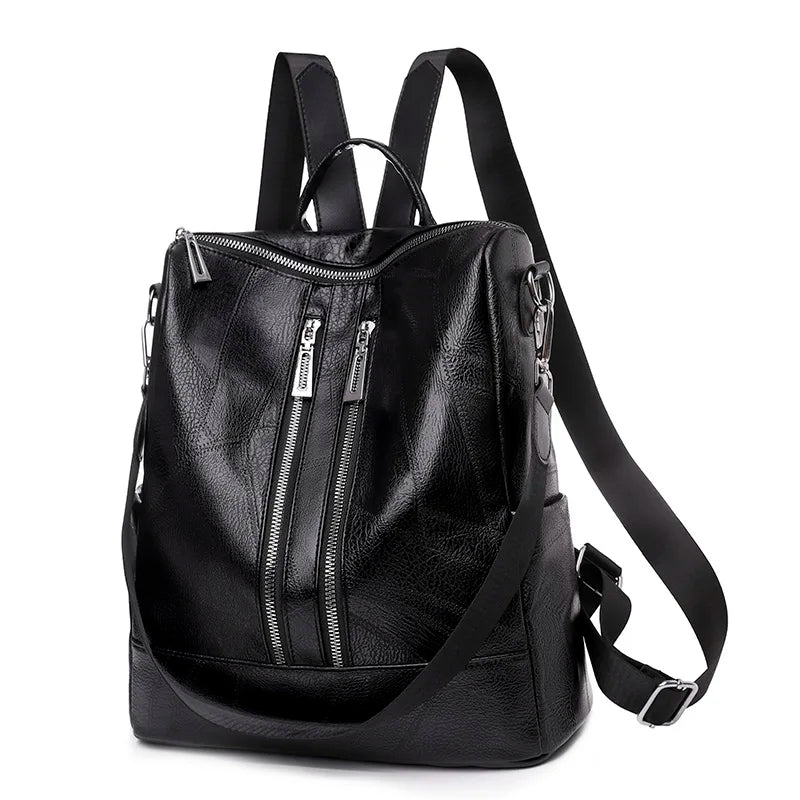 High PU Leather Women Backpack Anti-theft Print School Bag Large Capacity