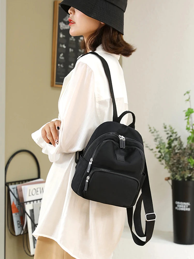 Waterproof Nylon Women's Backpack Mini Shopping Bag