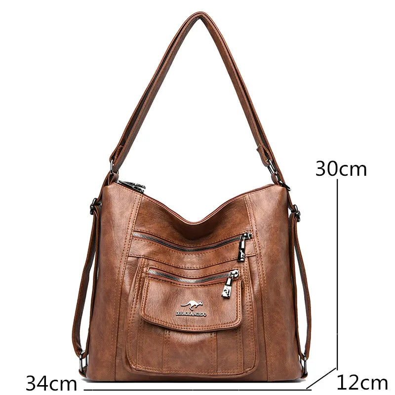 Women's PU Leather Shoulder Bag Large Capacity Handbag Sac A Main
