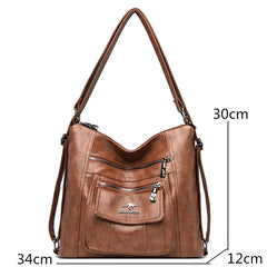 Women's PU Leather Shoulder Bag Large Capacity Handbag Sac A Main