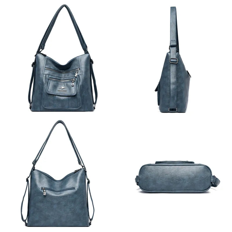 Women's PU Leather Shoulder Bag Large Capacity Handbag Sac A Main