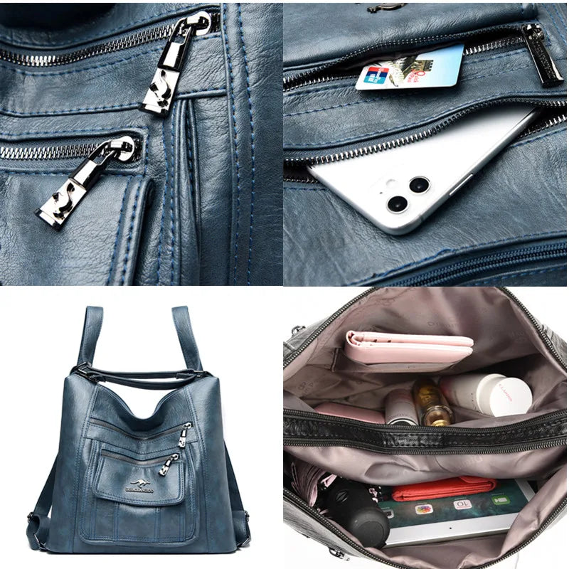 Women's PU Leather Shoulder Bag Large Capacity Handbag Sac A Main