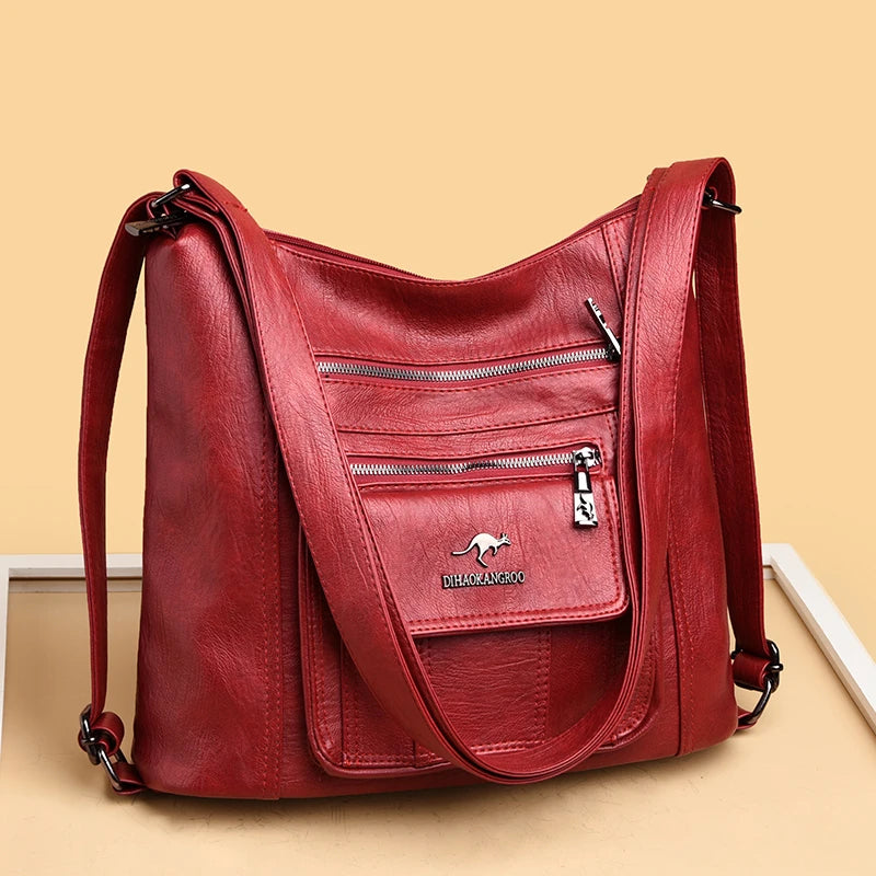 Women's PU Leather Shoulder Bag Large Capacity Handbag Sac A Main