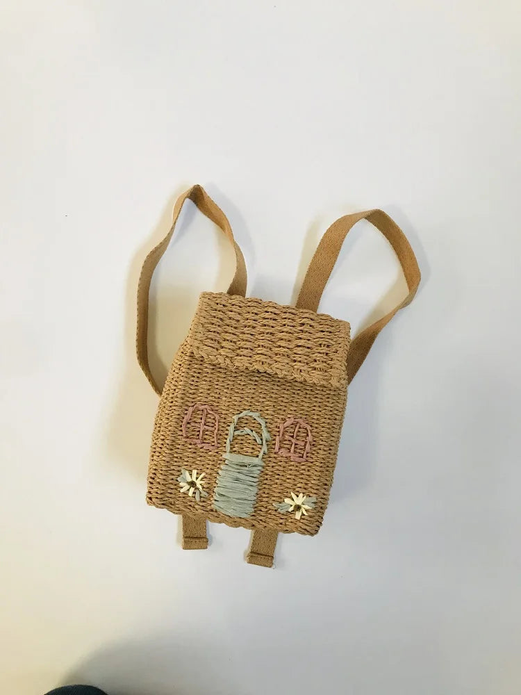 Kids Backpack House Shape Children Room Candy Storage Basket Bags