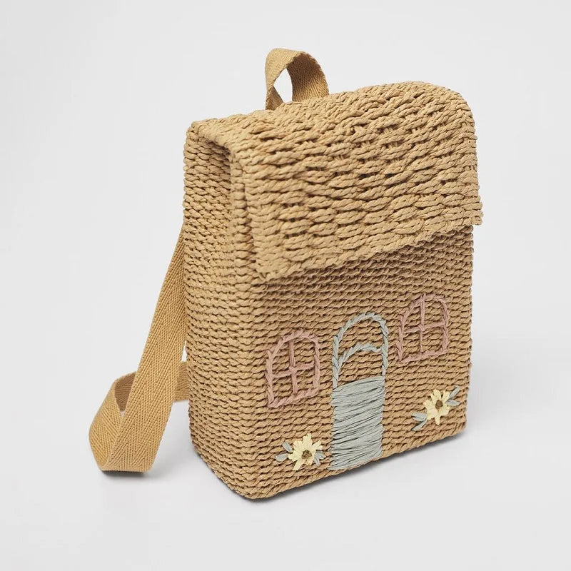 Kids Backpack House Shape Children Room Candy Storage Basket Bags