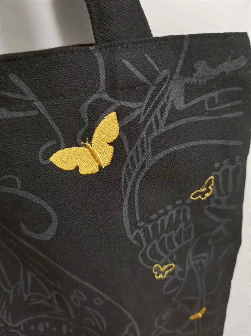 Embroidered Butterfly Canvas Crossbody Bag