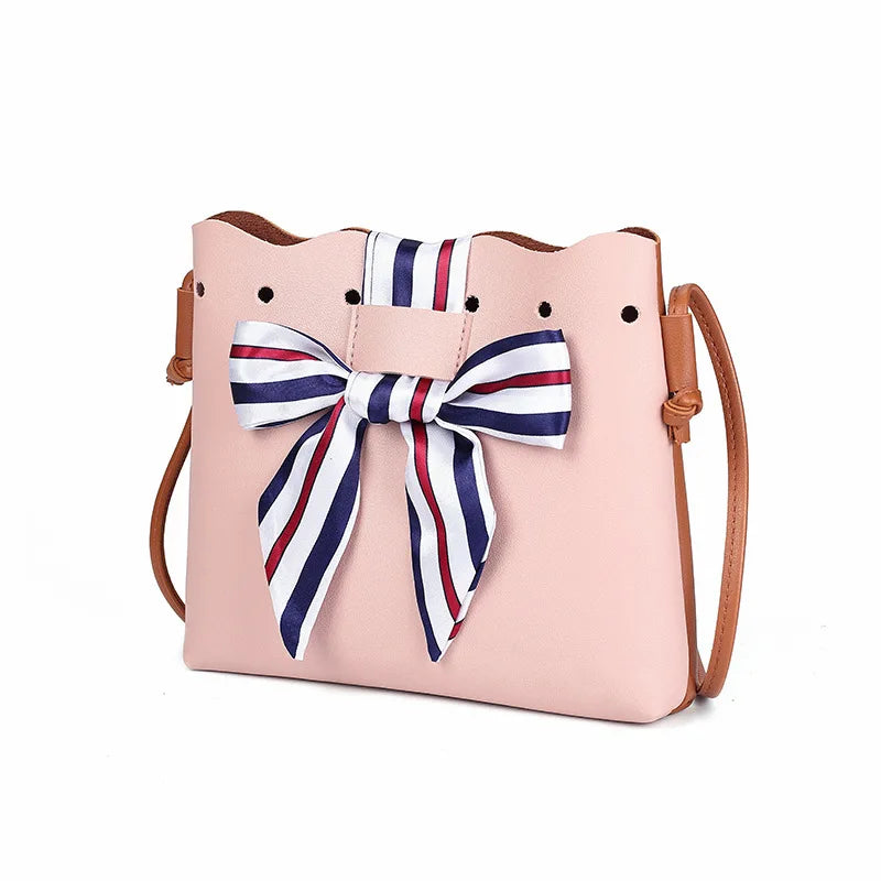 Patchwork Bow Scarf Shoulder Bag Bucket Wallet Fanny Pack