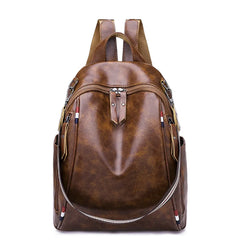Retro Backpack Women Soft Leather Large Capacity Travel Shoulder Bags