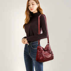 Retro PU Leather Handbag Large Capacity Messenger Bag