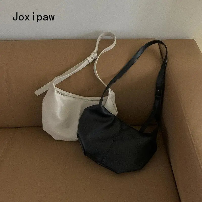 Large Capacity Casual Shoulder Bag Solid Pu Leather Crossbody Bags