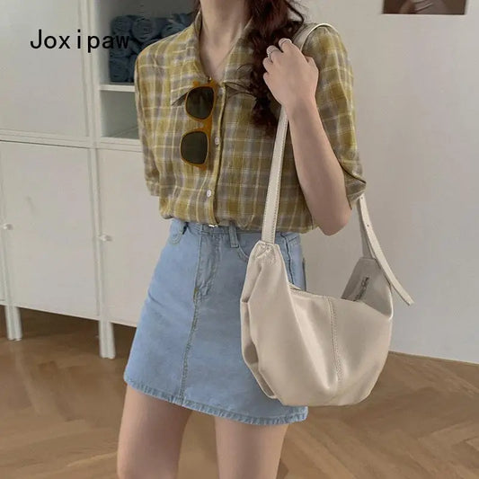 Large Capacity Casual Shoulder Bag Solid Pu Leather Crossbody Bags