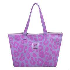 Leopard Women Handbags Large Capacity Totes Bags Canvas Top Handle Bag